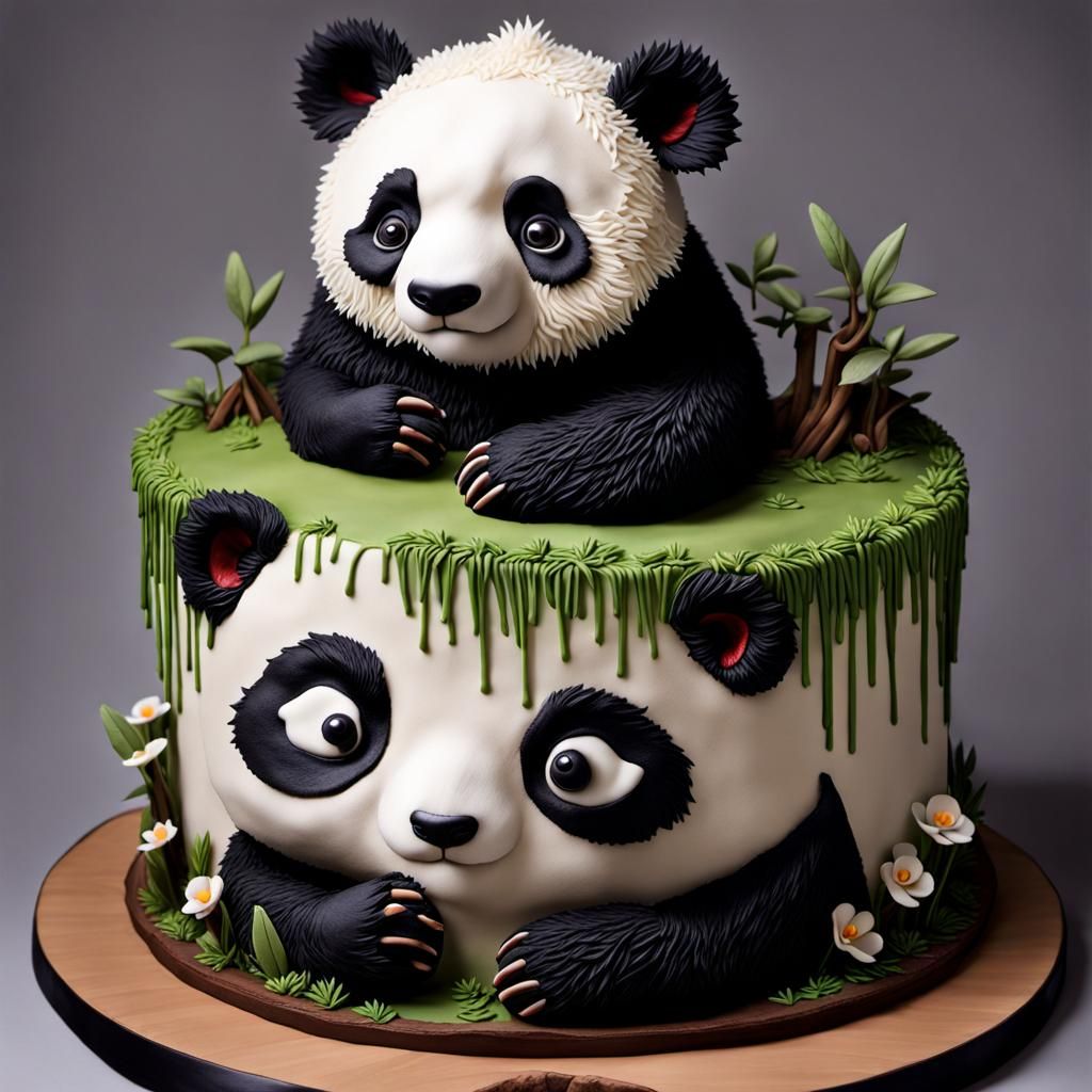 Panda Cake in Studio Ghibli Style