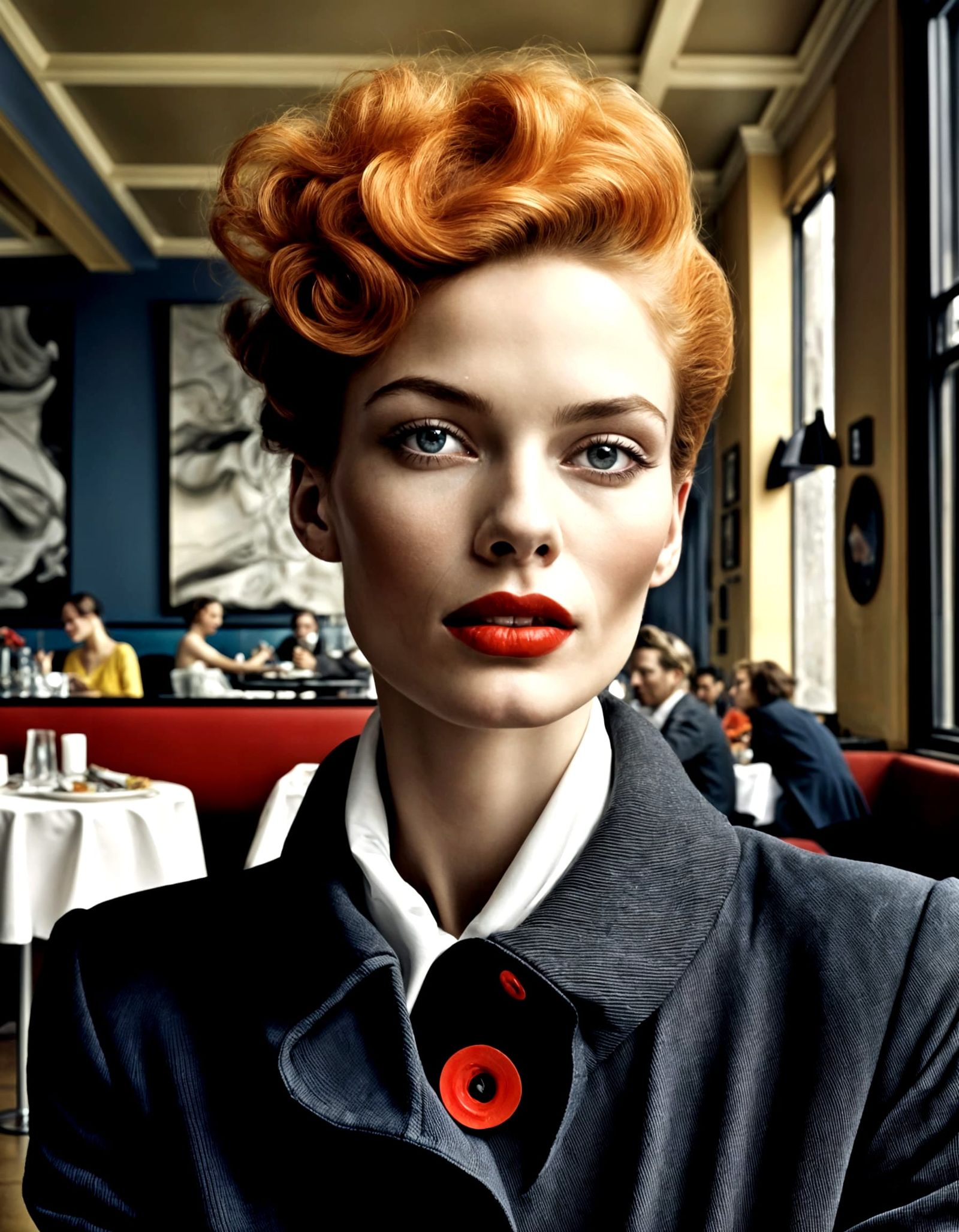 Photorealistic Portrait of Woman Enjoying Tea