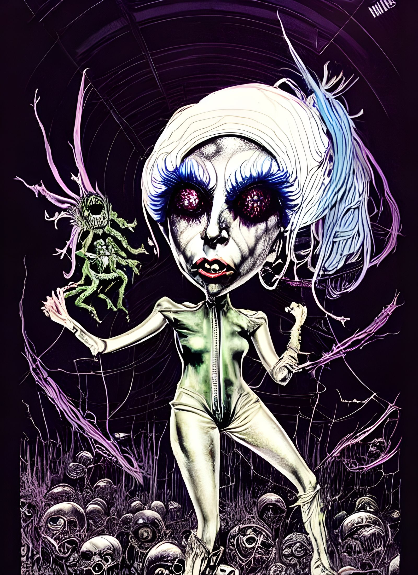 Chibi Alien Lady Gaga: Sinister Horror Cartoon