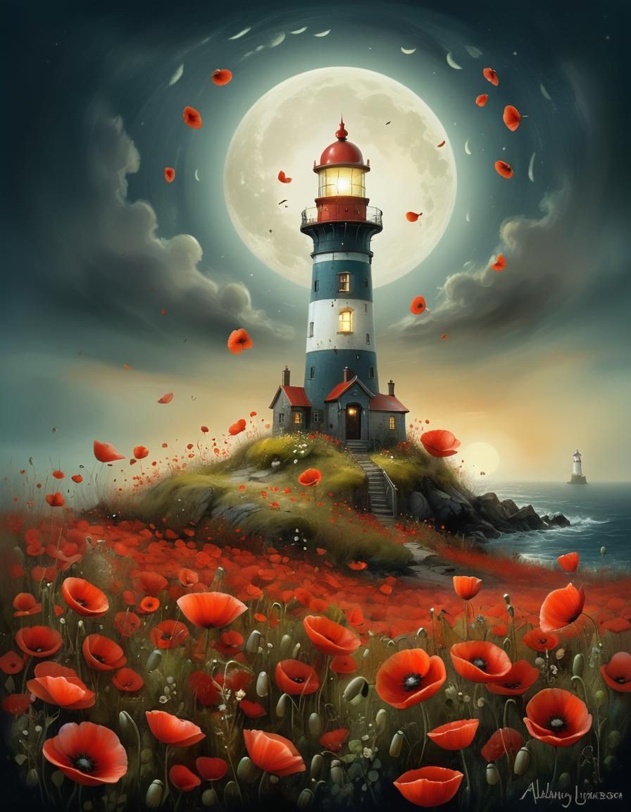 Lighthouse Scene in Alexander Jansson Style