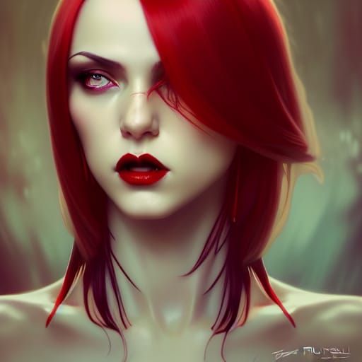 Vampire Woman in Leather Outfit: Hyperdetailed Portrait