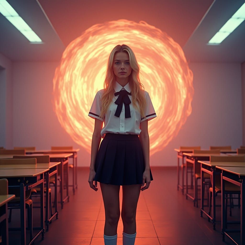 Goddess in School Uniform with Toxic Aura