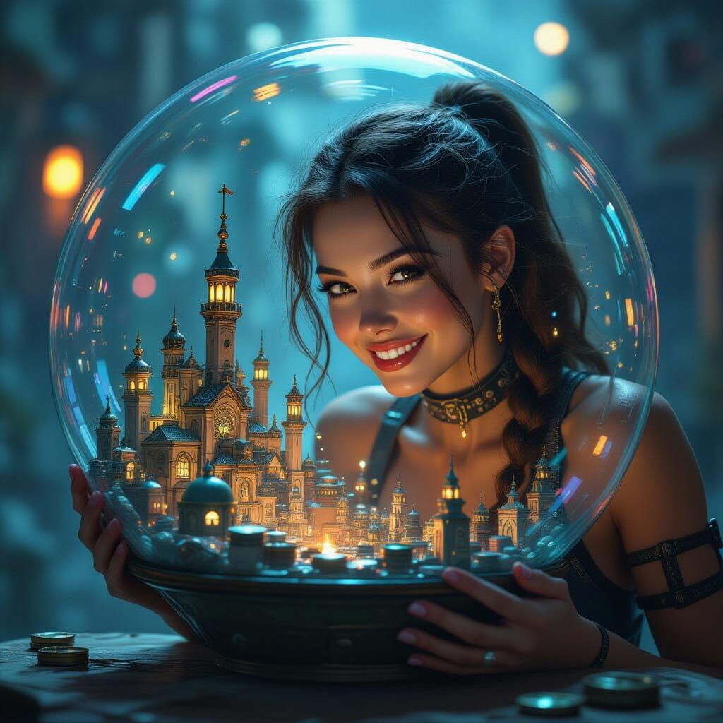 Vault Dweller Gazing at Bottle Cap City