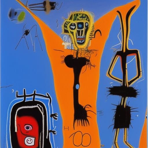 Surreal Alien Landscape, Basquiat Style