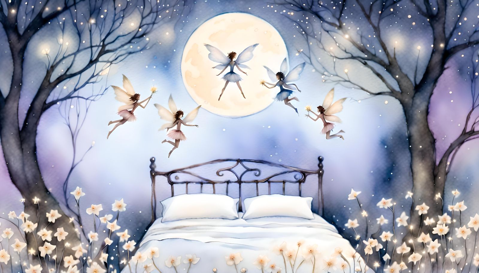 Ethereal Fairies in Moonlit Forest Glade