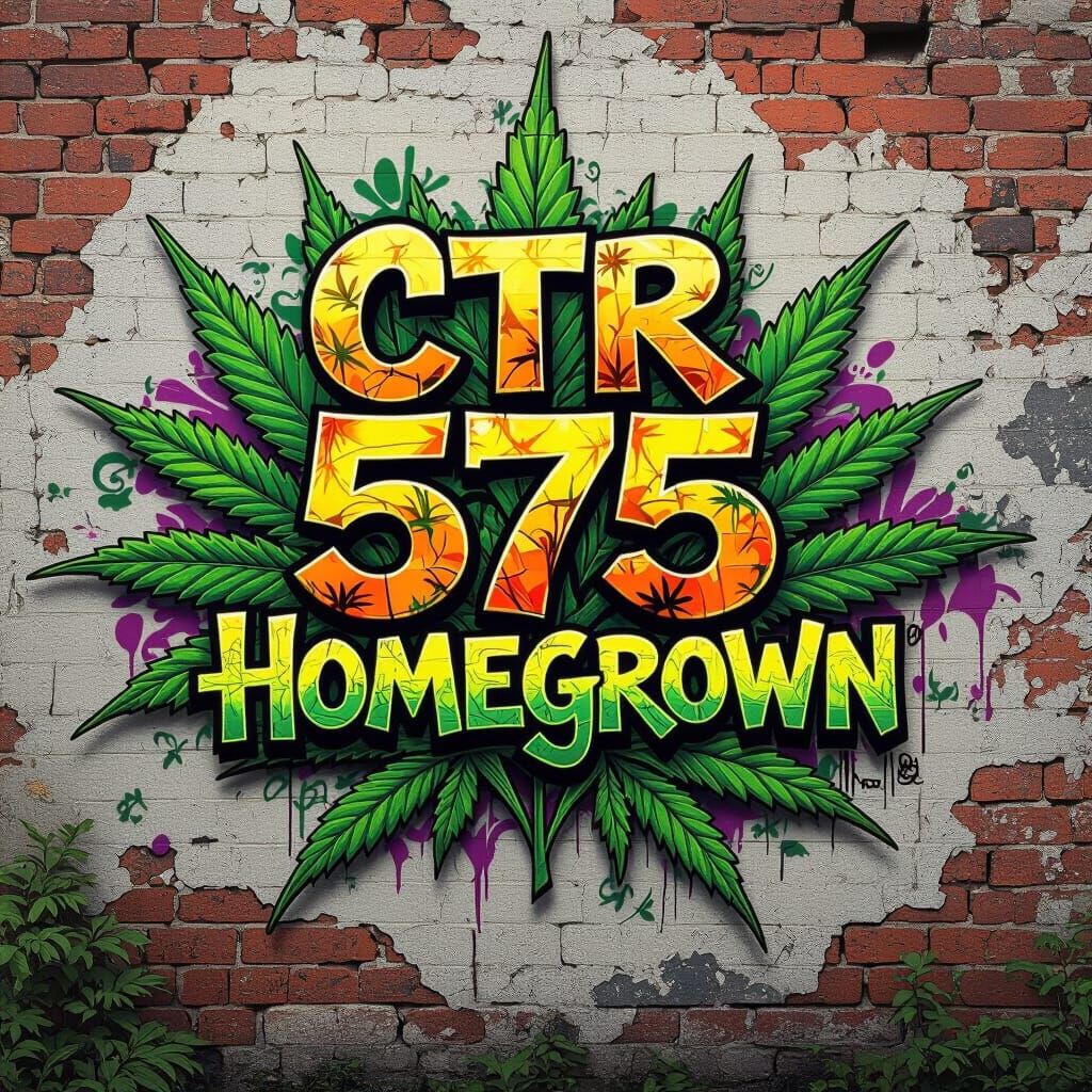 Graffiti Tag CTR 575 Homegrown with Marijuana Leaves