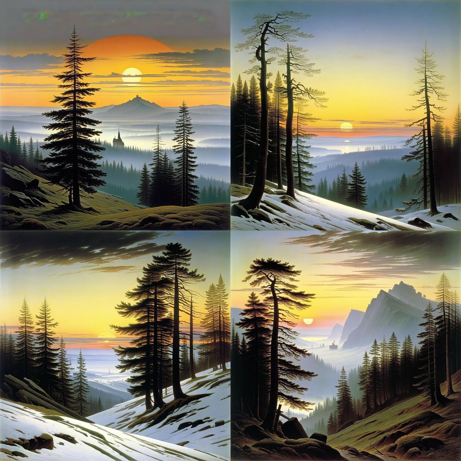 Romantic Landscape Painting in the Style of Friedrich