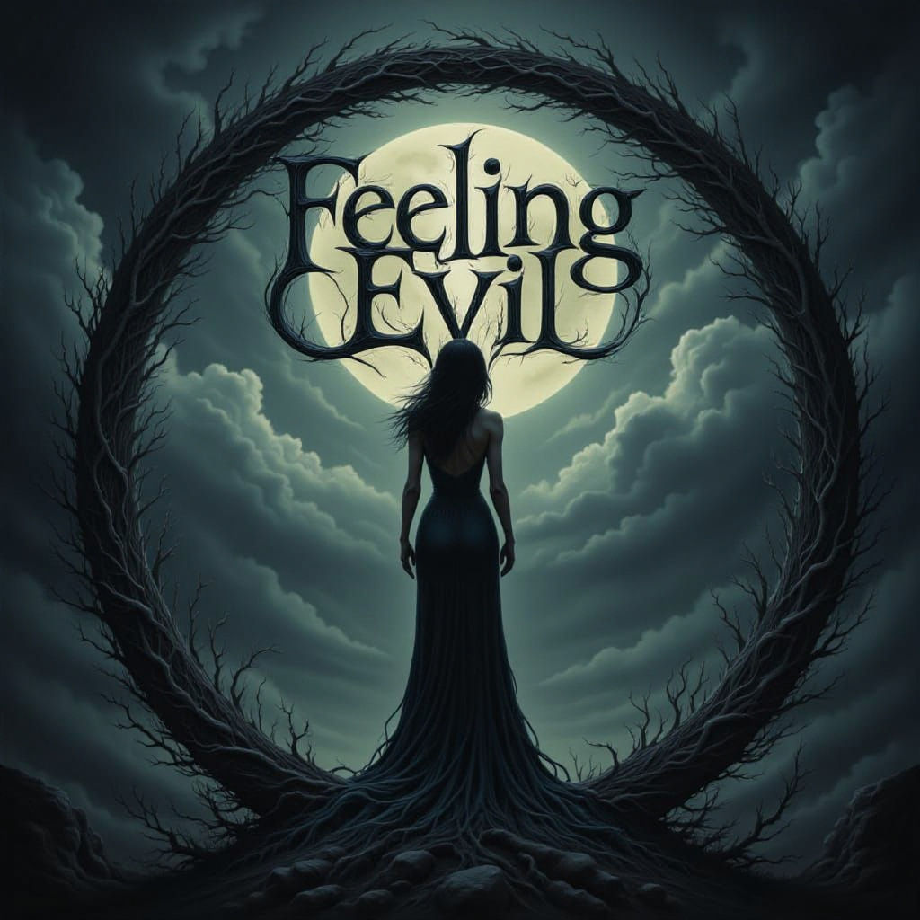 Eerie 'Feeling Evil' Typography Against Dark Sky