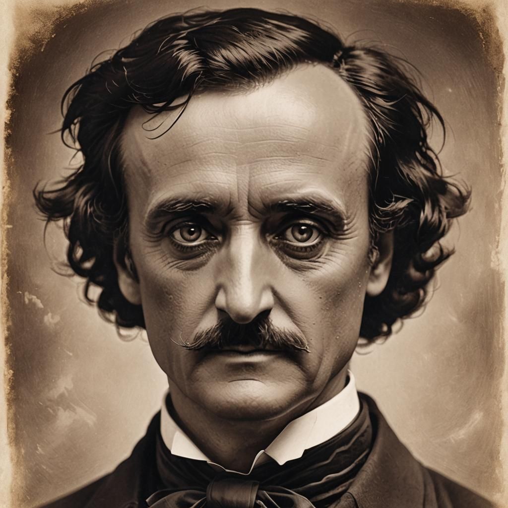 Edgar Allan Poe Portrait in Sepia Tone