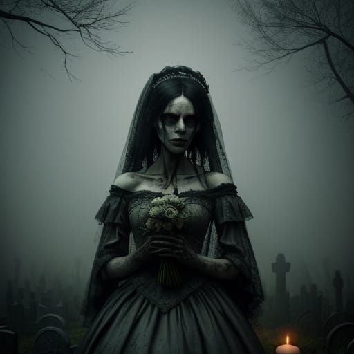 Ethereal Bride in Dark Surrealism