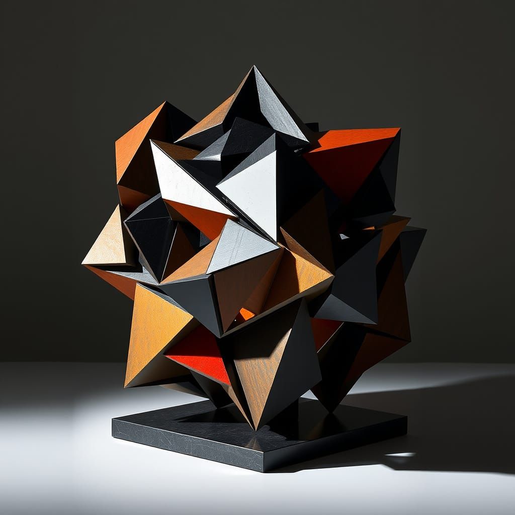 Abstract Cubist Sculpture with Geometric Forms