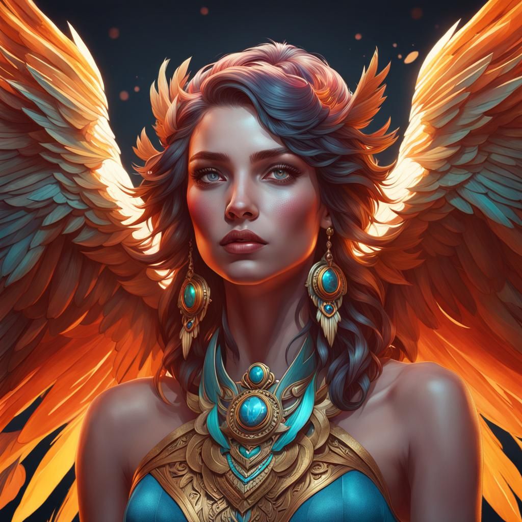 Beautiful Harpy Portrait in Hyperdetailed Concept Art