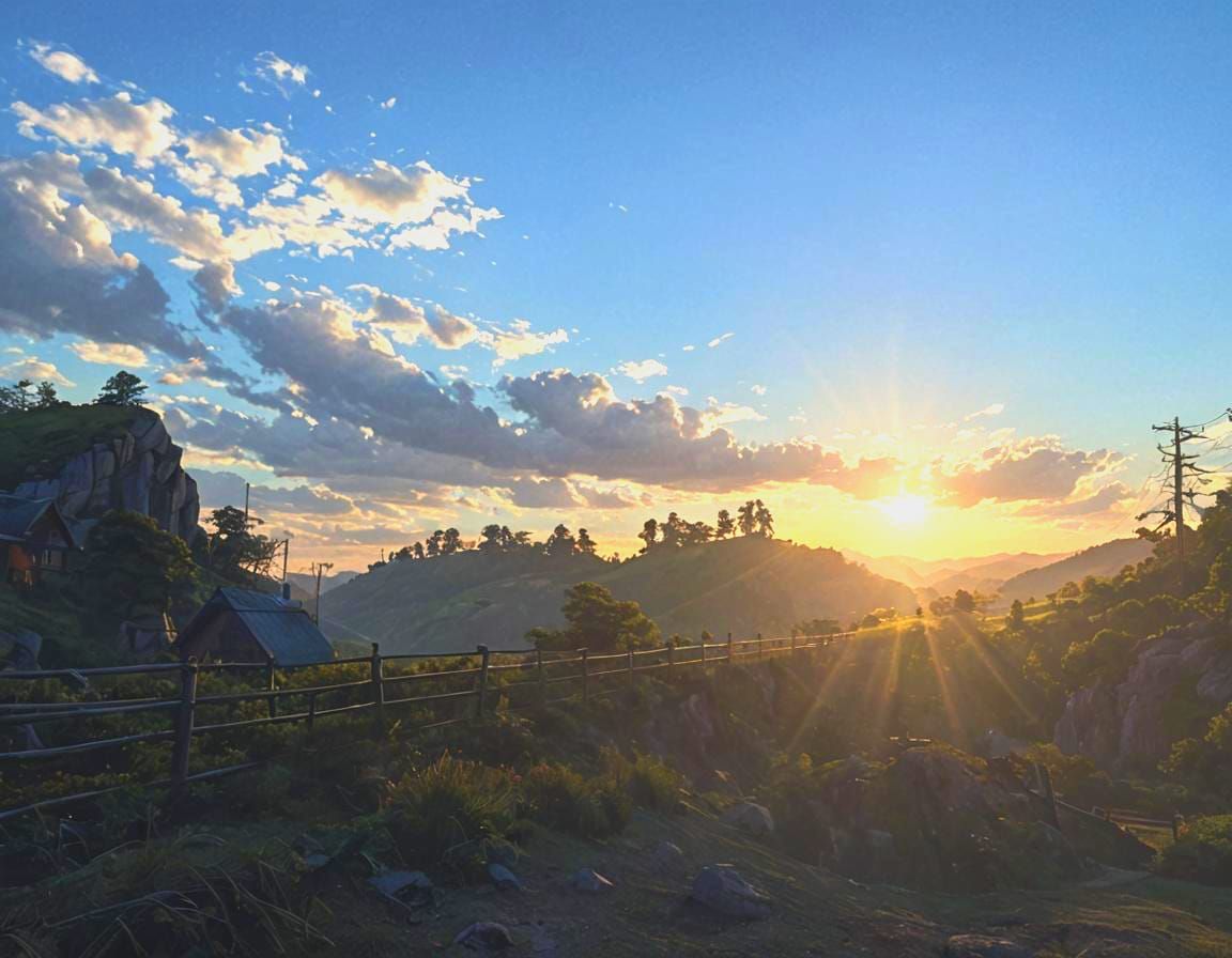 Paradise Sunset: Academic Art Inspired by Studio Ghibli