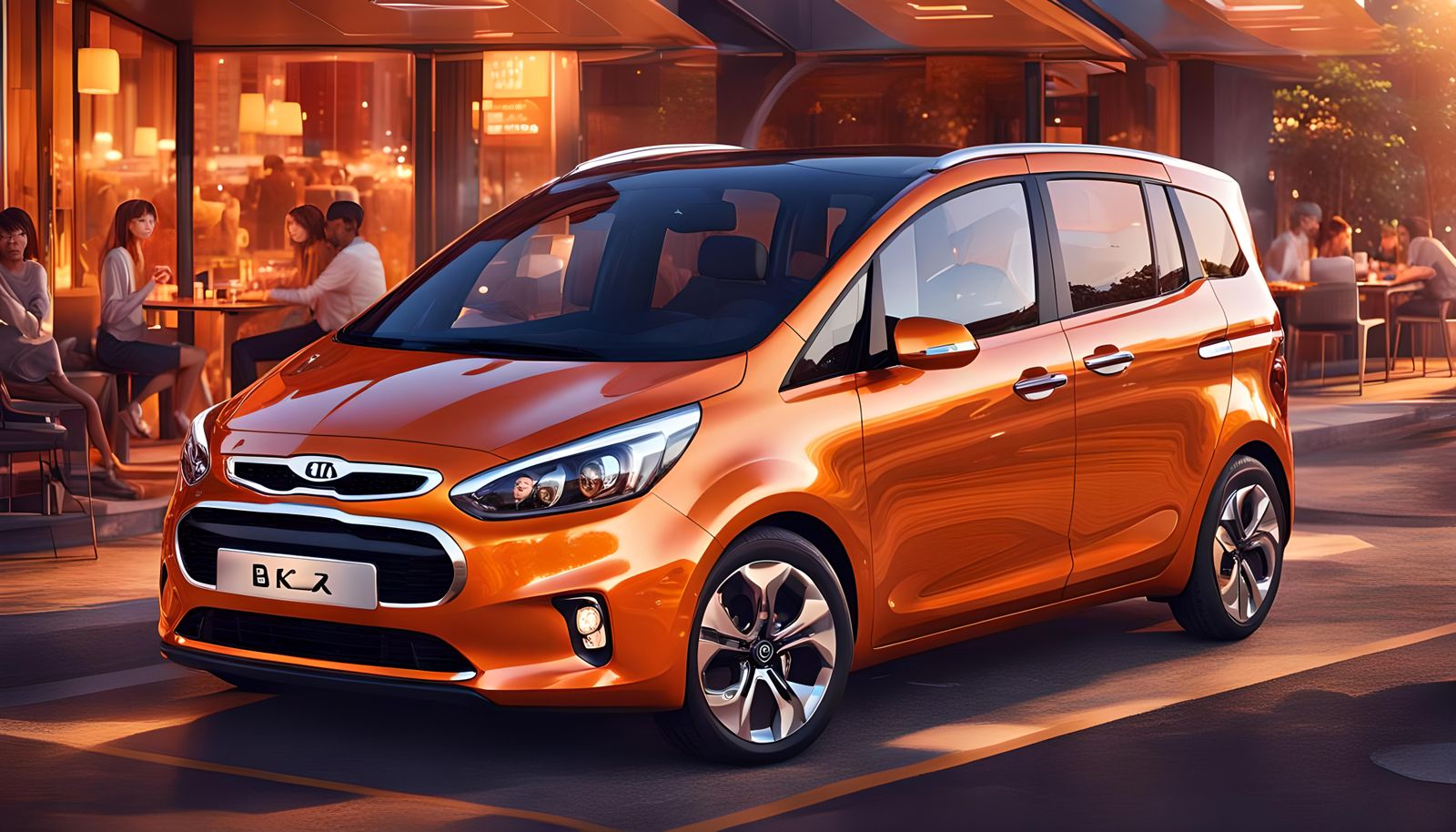 Orange 2013 Kia B-Max MPV 3D Render