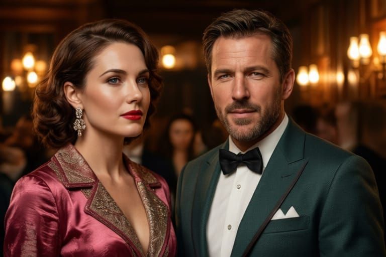 Couple in 1950s Diner Concept Art Portrait