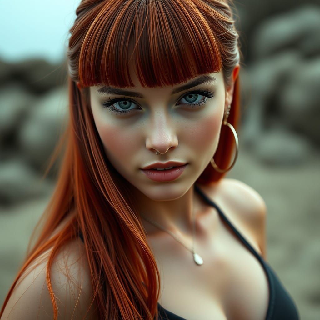 Elegant Young Woman in Cinematic Film Still