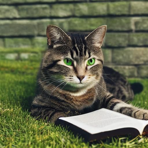 Cat Reading a Book