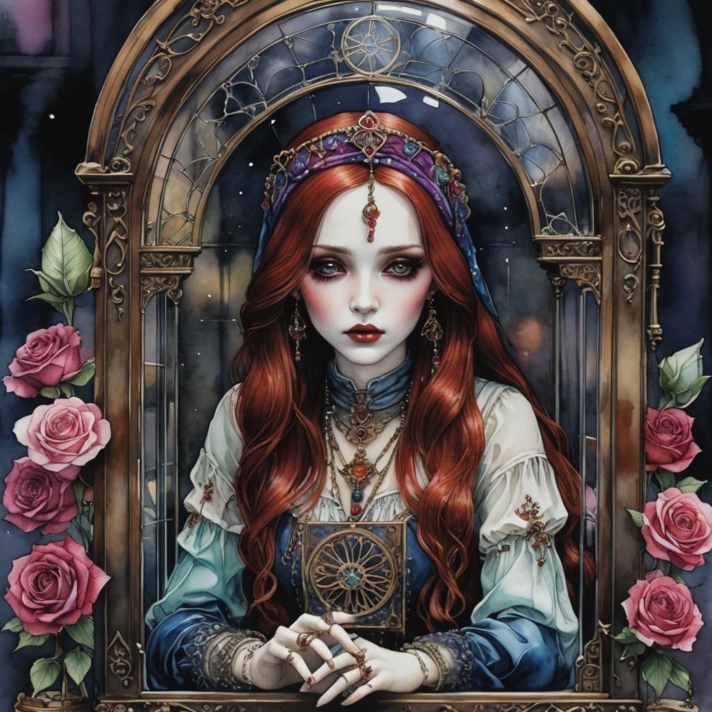 Gothic Porcelain Doll Fortune Teller in Angel Sanctuary Styl...