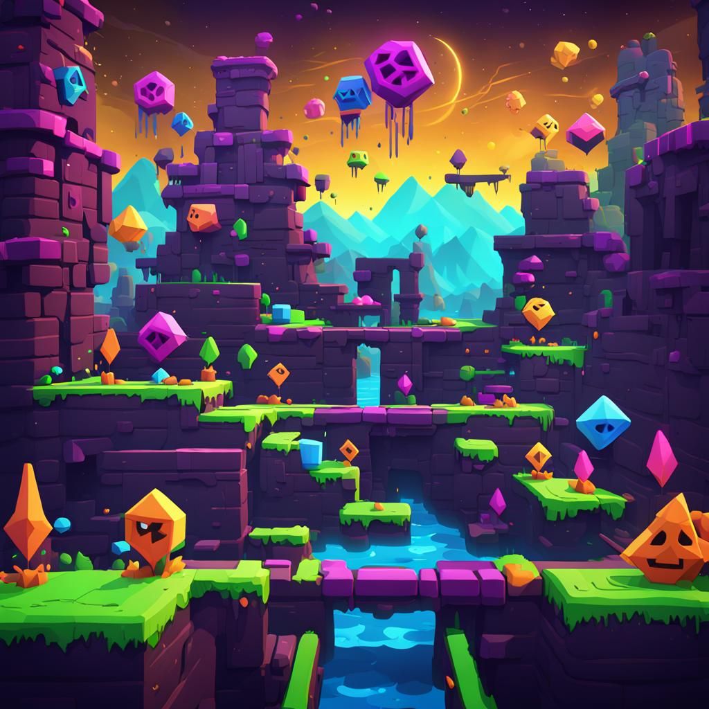 Geometry Dash Splash Screen in Detailed Matte Style