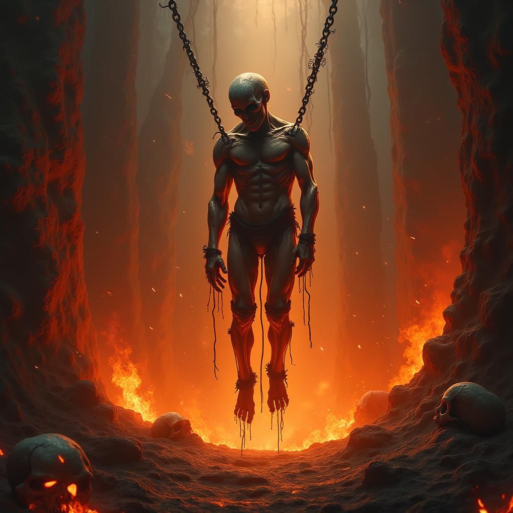 Infernal Torment: A Hellish Vision in Dark Surrealism