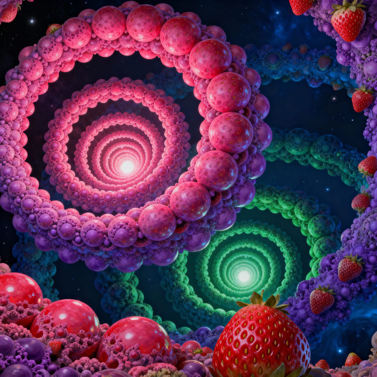 Intricate Mandelbrot Fractal in Deep Strawberry Colors