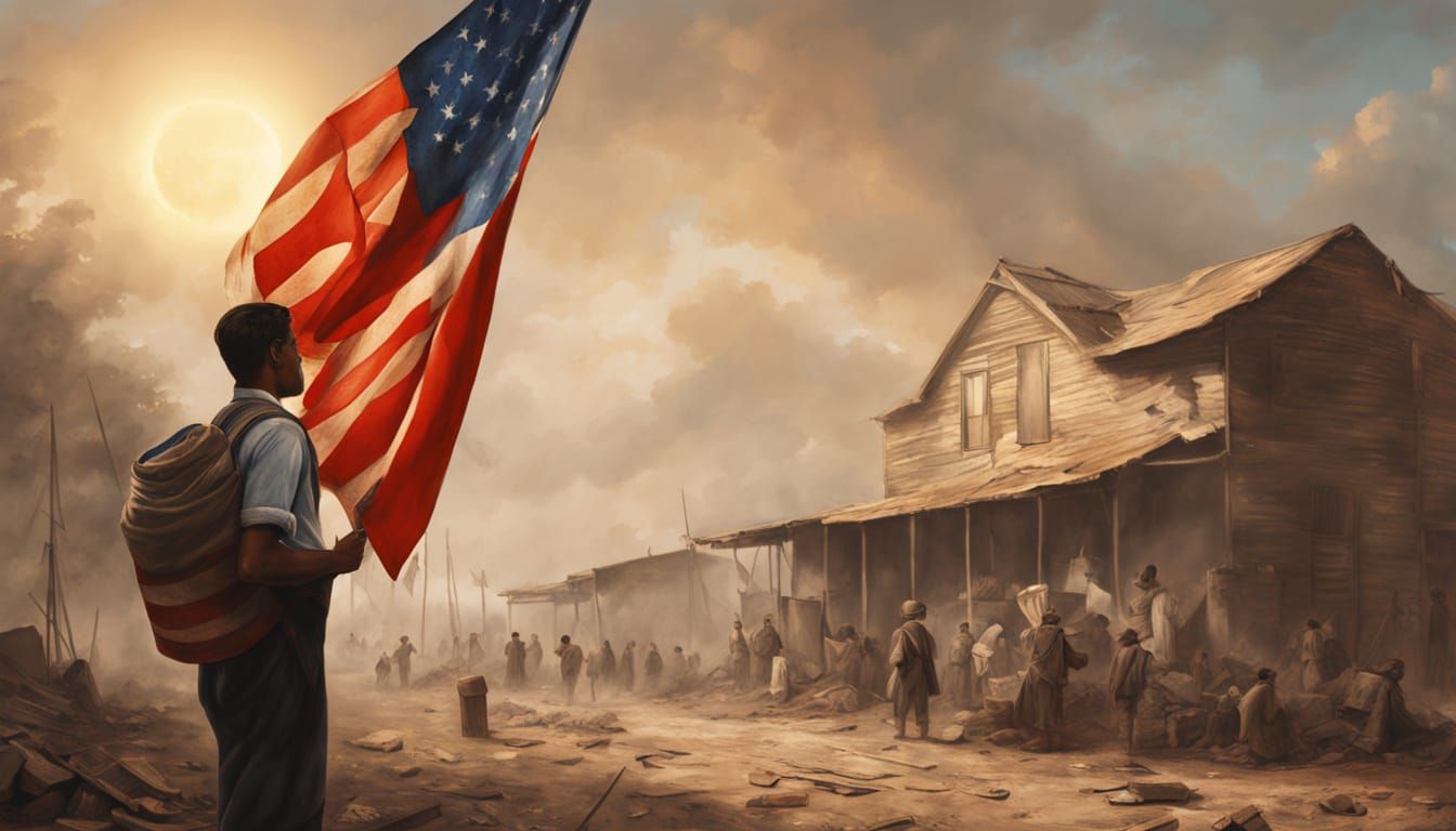 Bengali Man and Baby with Indian Flag Oil Painting