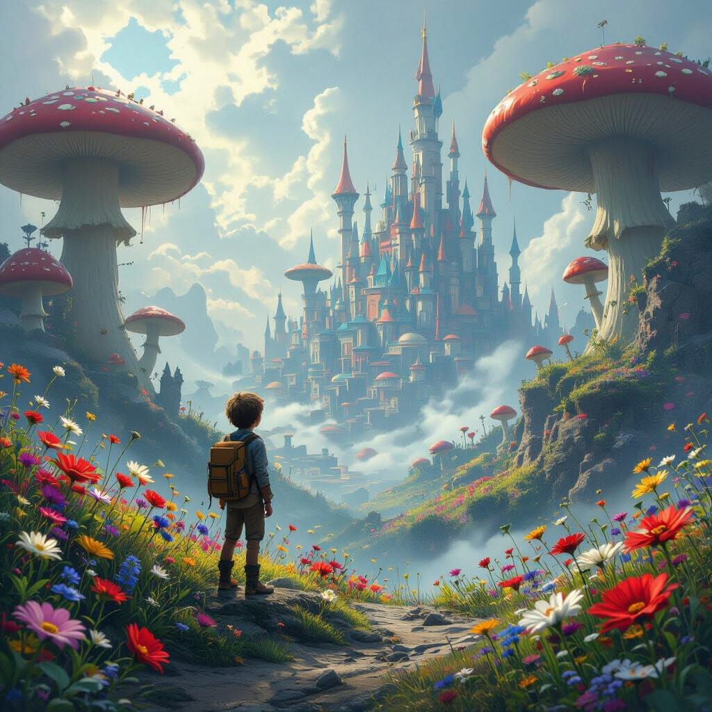 Surreal Cityscape: Fading Fantasy and Explorer's Memory