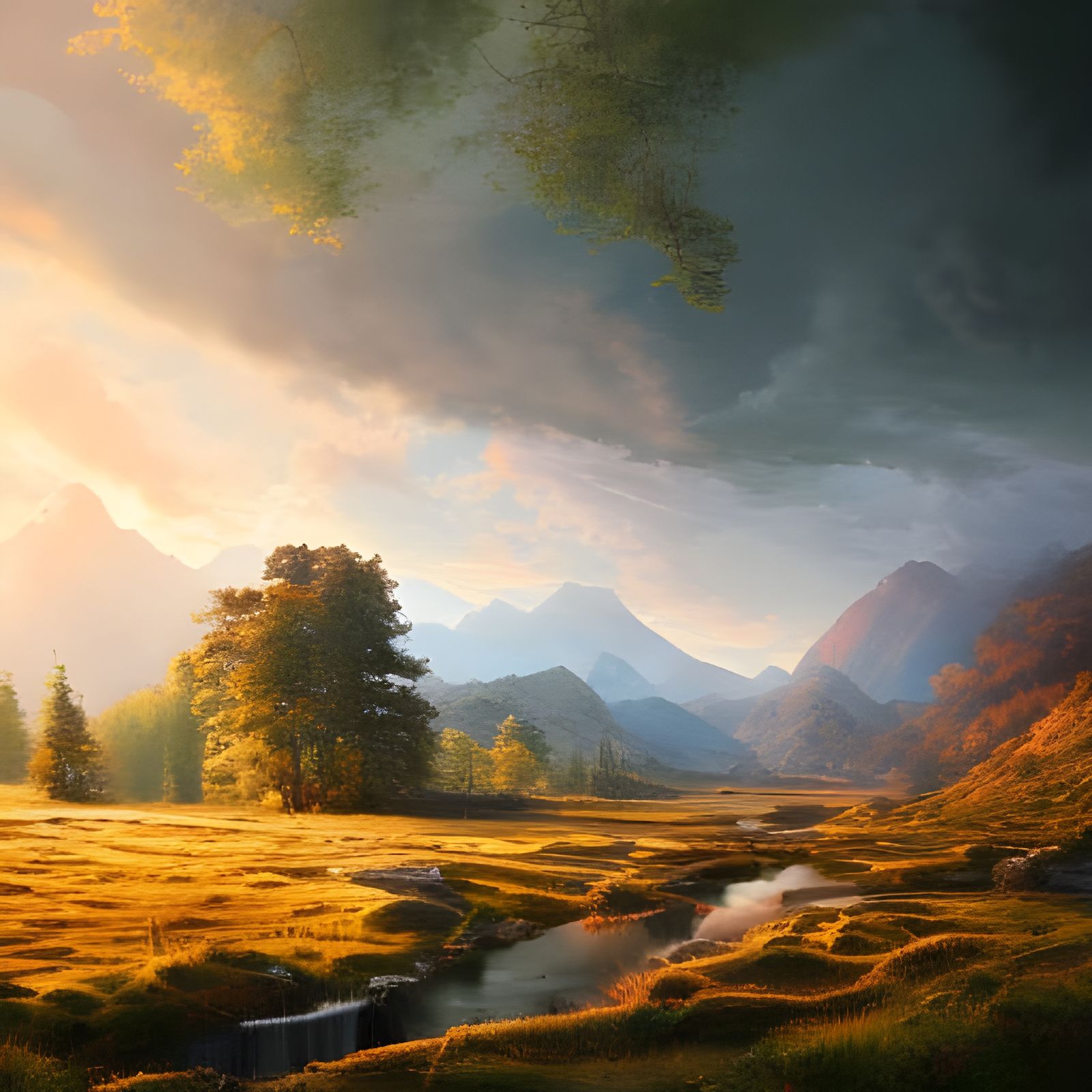 Stunning Valley Landscape Painting in Hyperrealism