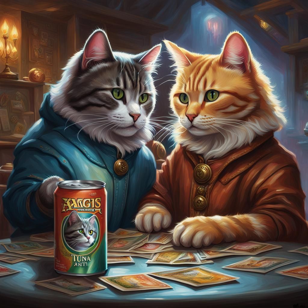 Cats Playing Magic: The Gathering, Hyperrealistic Art