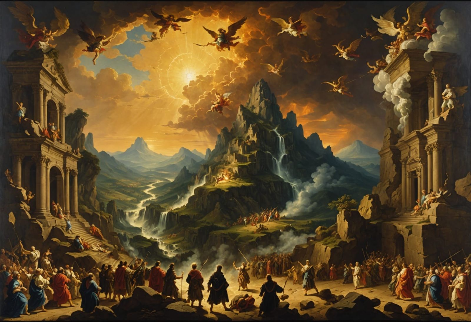 Sky Titans Awakening: Baroque Mythological Sunrise