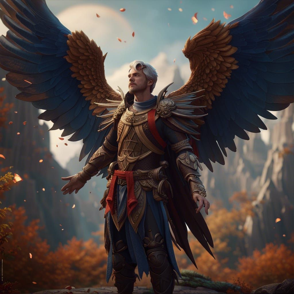 Winged Aasimar Bard: Detailed Matte Painting