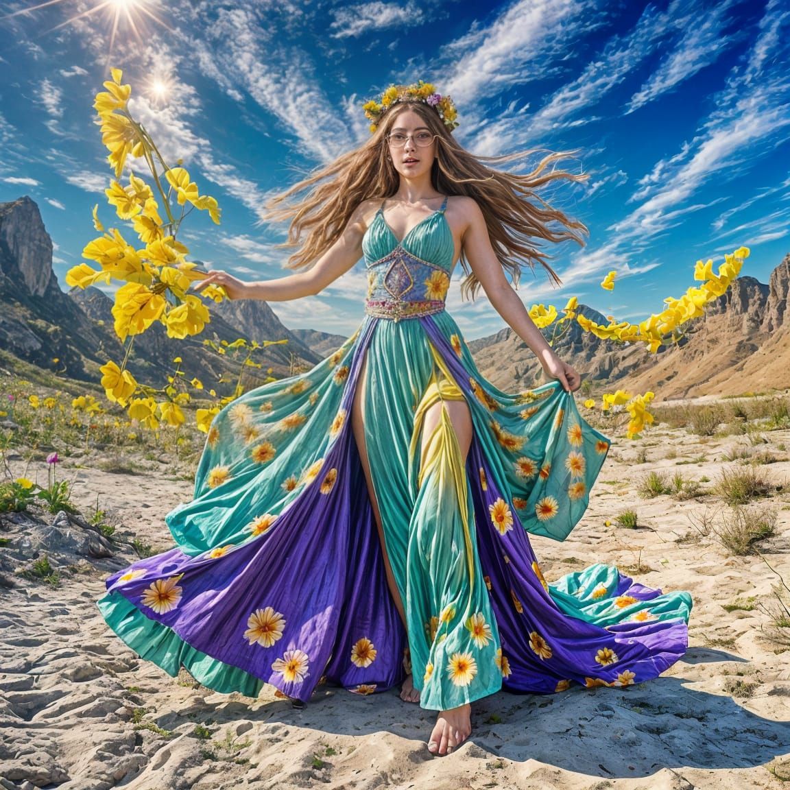 Summer of Love Hippie with Pansy Crown