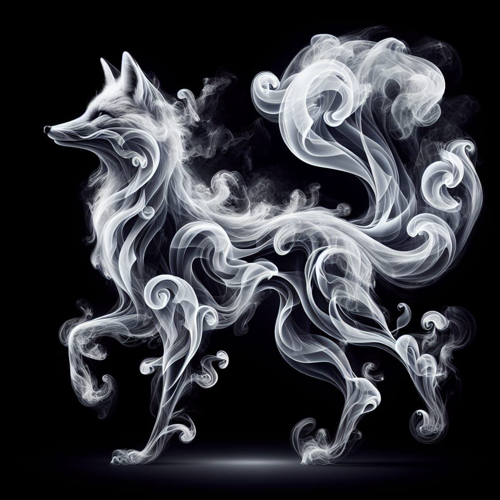 Ethereal Smoke Fox in Elegant, Dynamic Pose