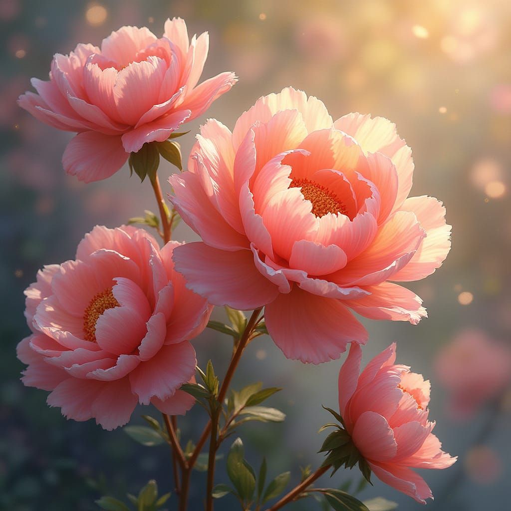 Impressionist Blossoms Unfold in Warm Golden Light