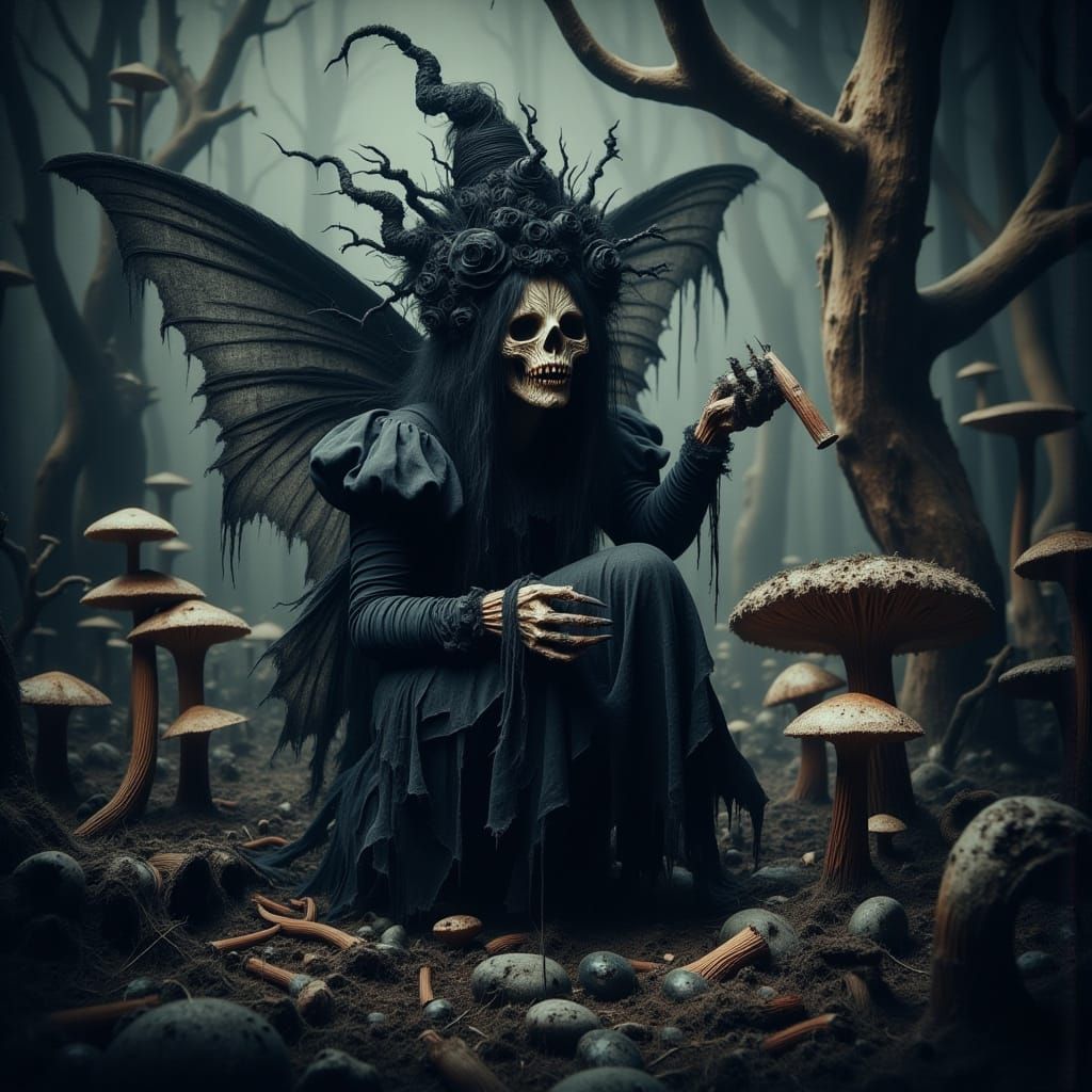 Morbid Tooth Fairy in a Haunting Victorian Landscape