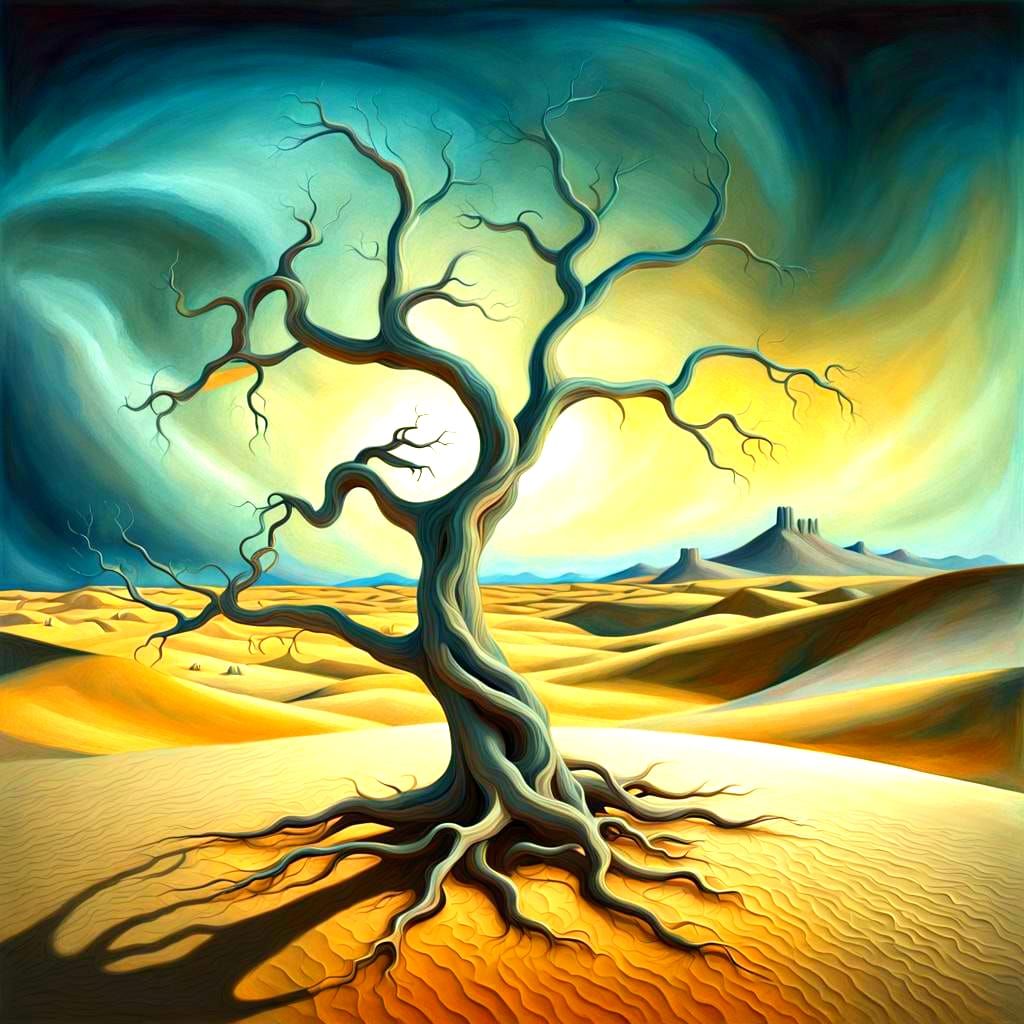 Surreal Melting Landscape in Salvador Dali Style