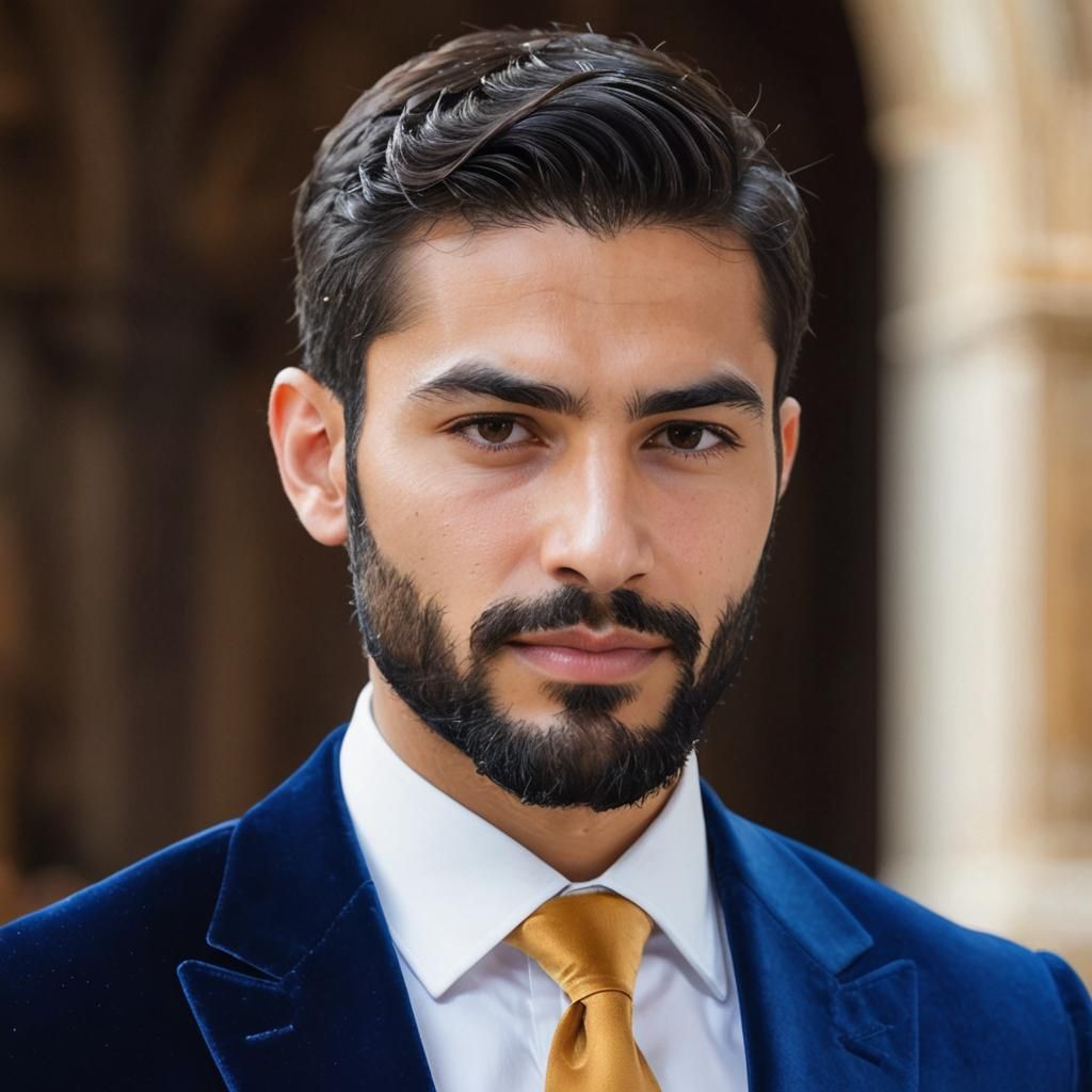 Portrait of Man in Velvet Suit, Impressionist Painting