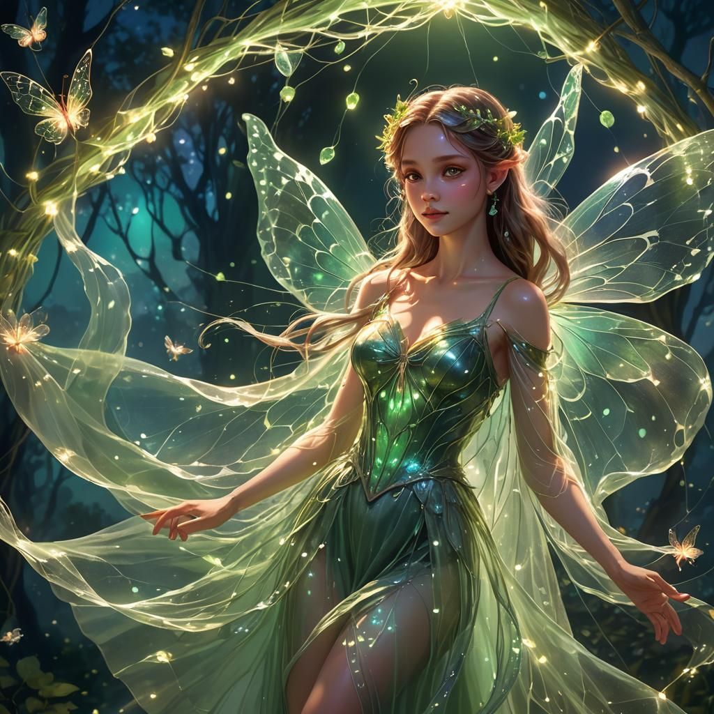 Ethereal Fairy in a Twilight Web: Fantasy Concept Art