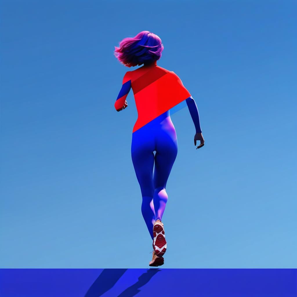 Minimalist Pop Art: Woman Running to Horizon