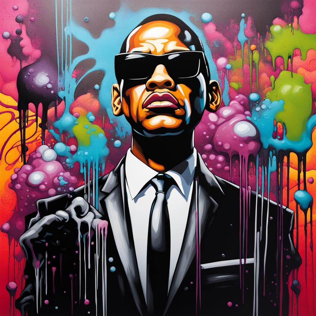 Men in Black in Graffiti Street Art Style