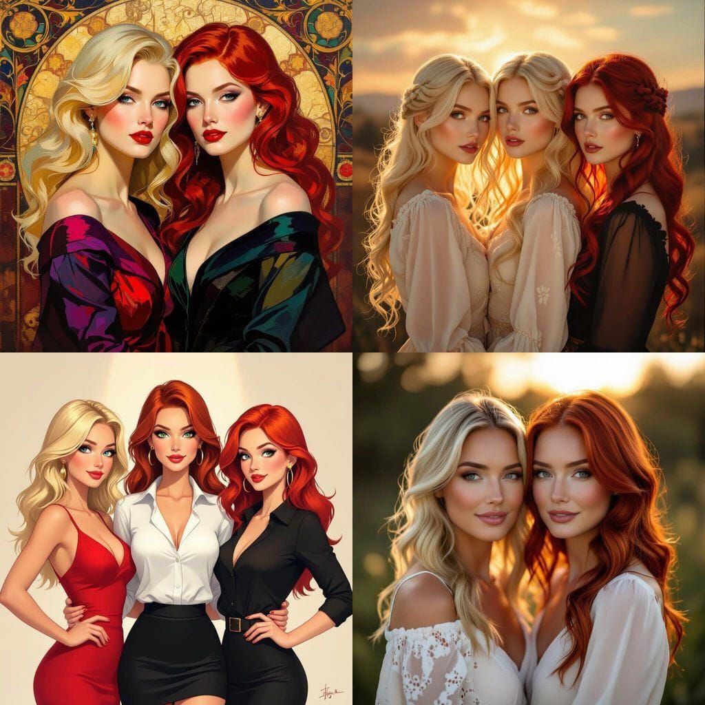 Group of Blonde and Red-Haired Women Posing Together
