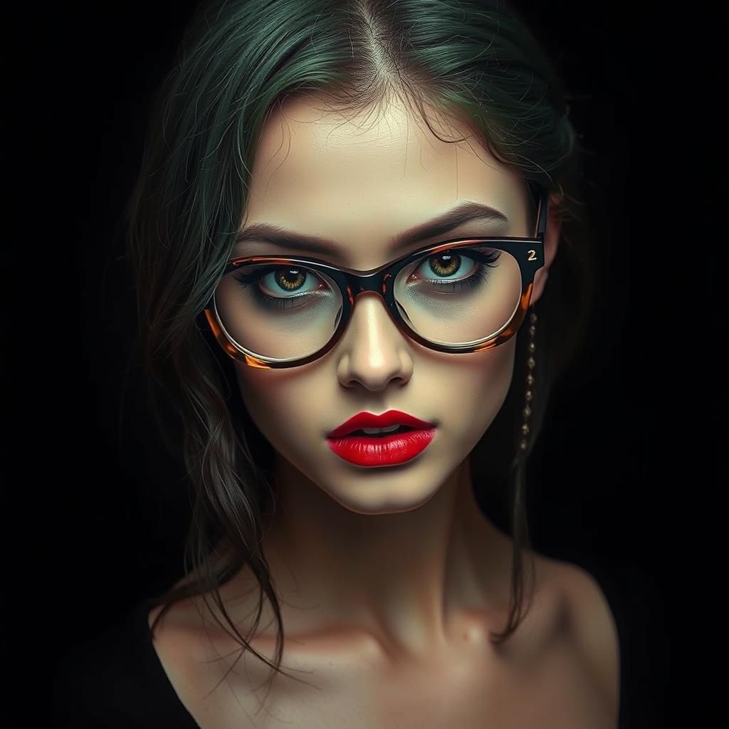 Catrina Portrait with Green Hair, Surrealist Style