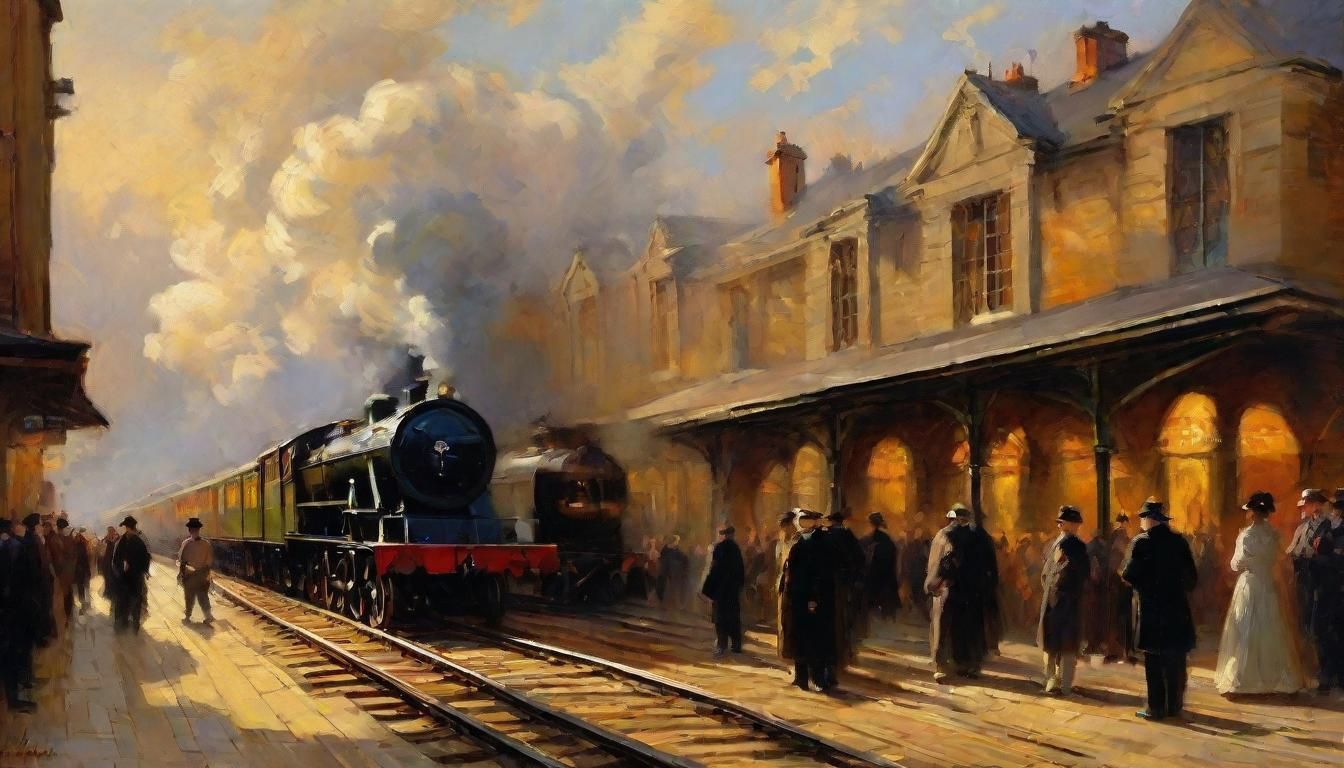 18th Century Railway Station as Impressionist Oil Painting