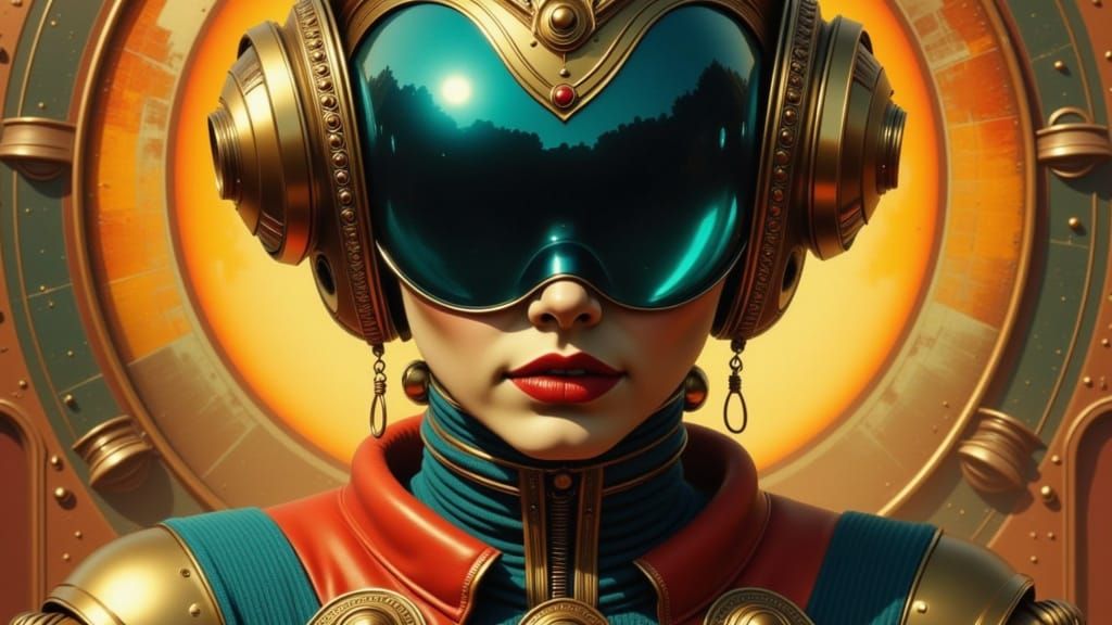 Regal Figure Portrait in Shadowed Alien Helmet