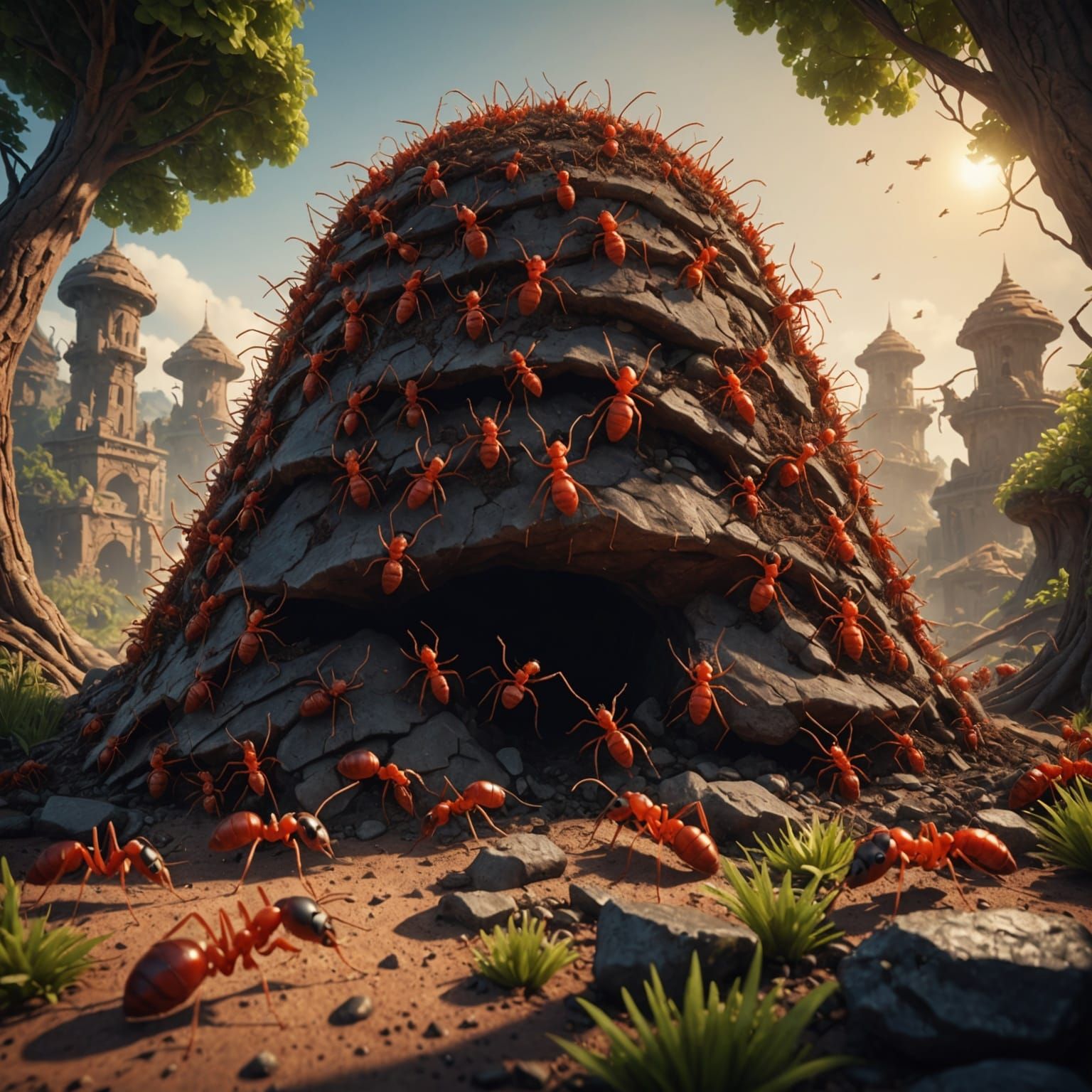 Red Ant Colony Exploration: Fantasy Concept Art