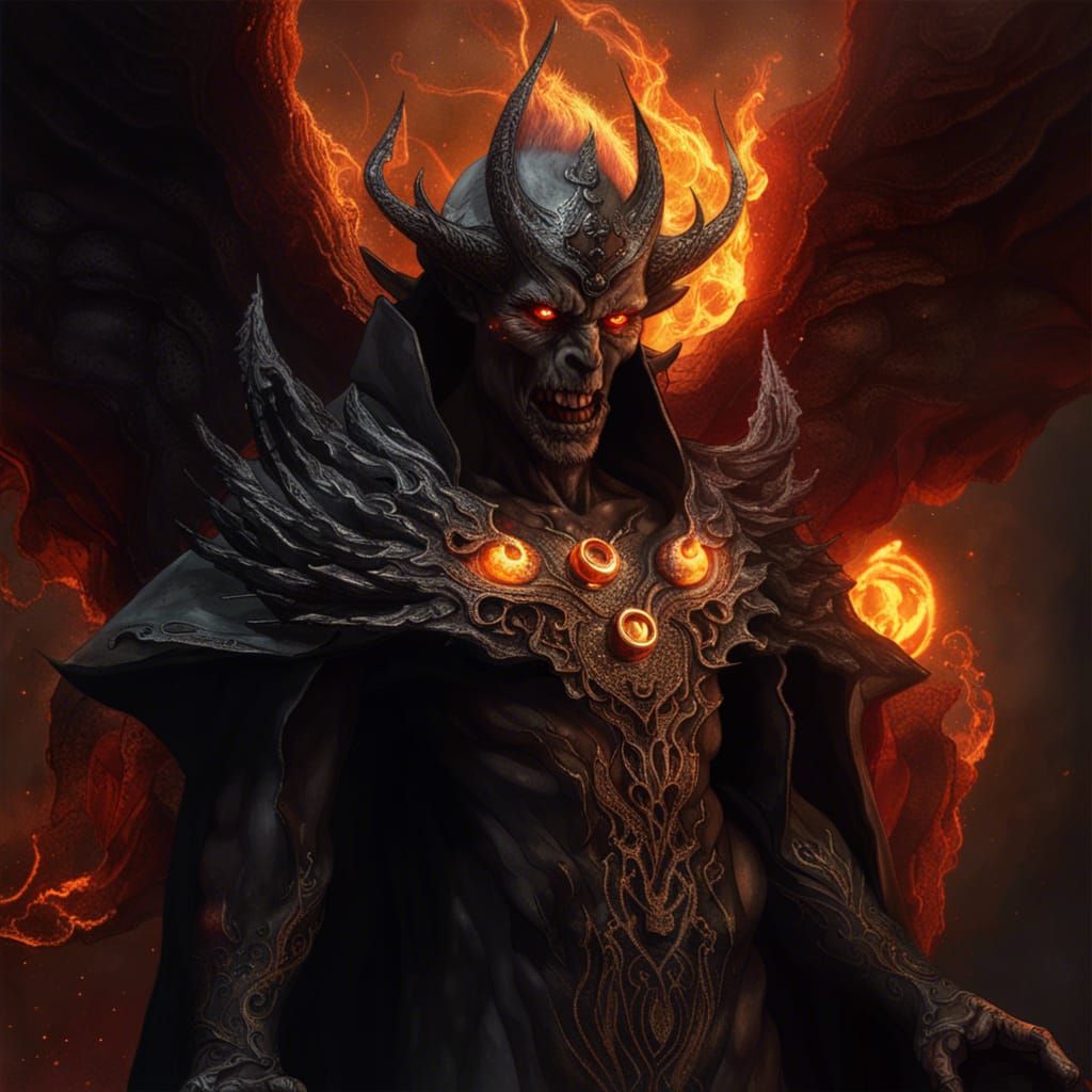 Hyperrealistic Hell Demon Sorcerer in Fine Clothing
