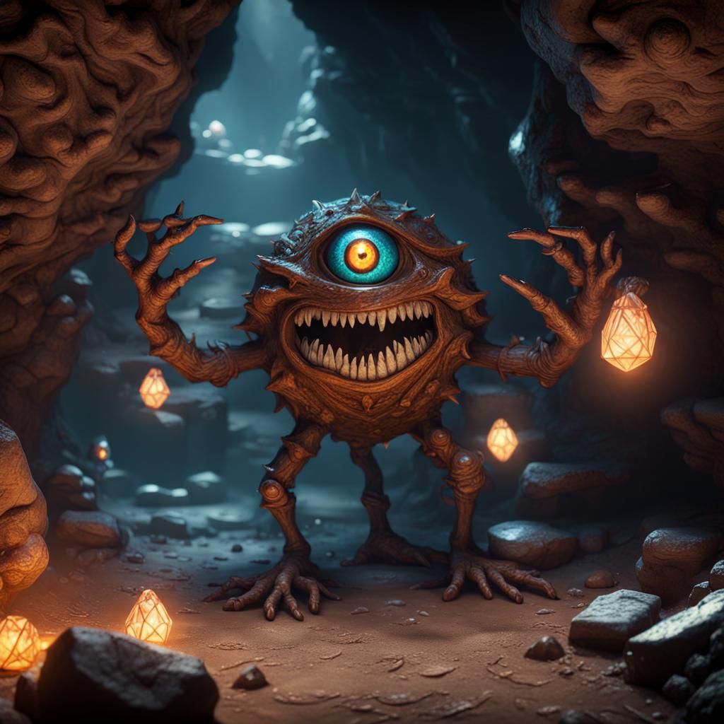 D&D Beholder in a Mining Cave