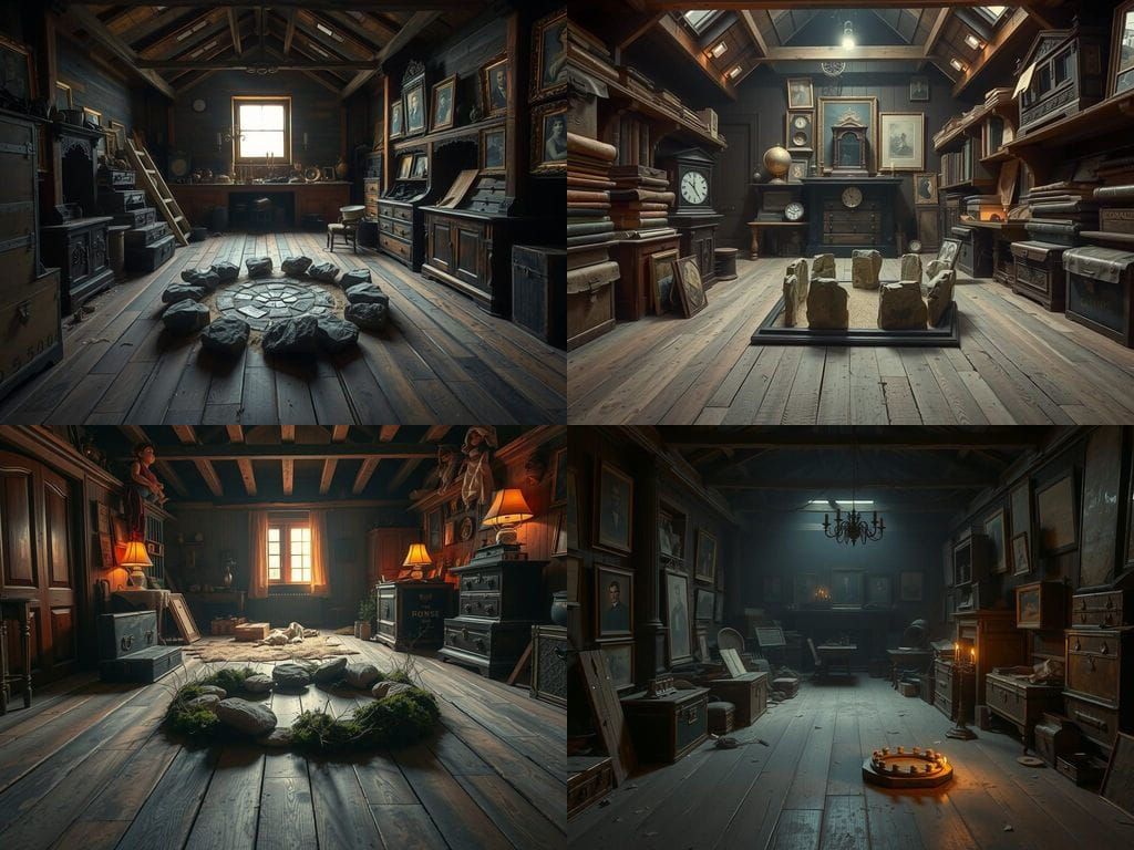 Mysterious Antique Attic in Vibrant HDR