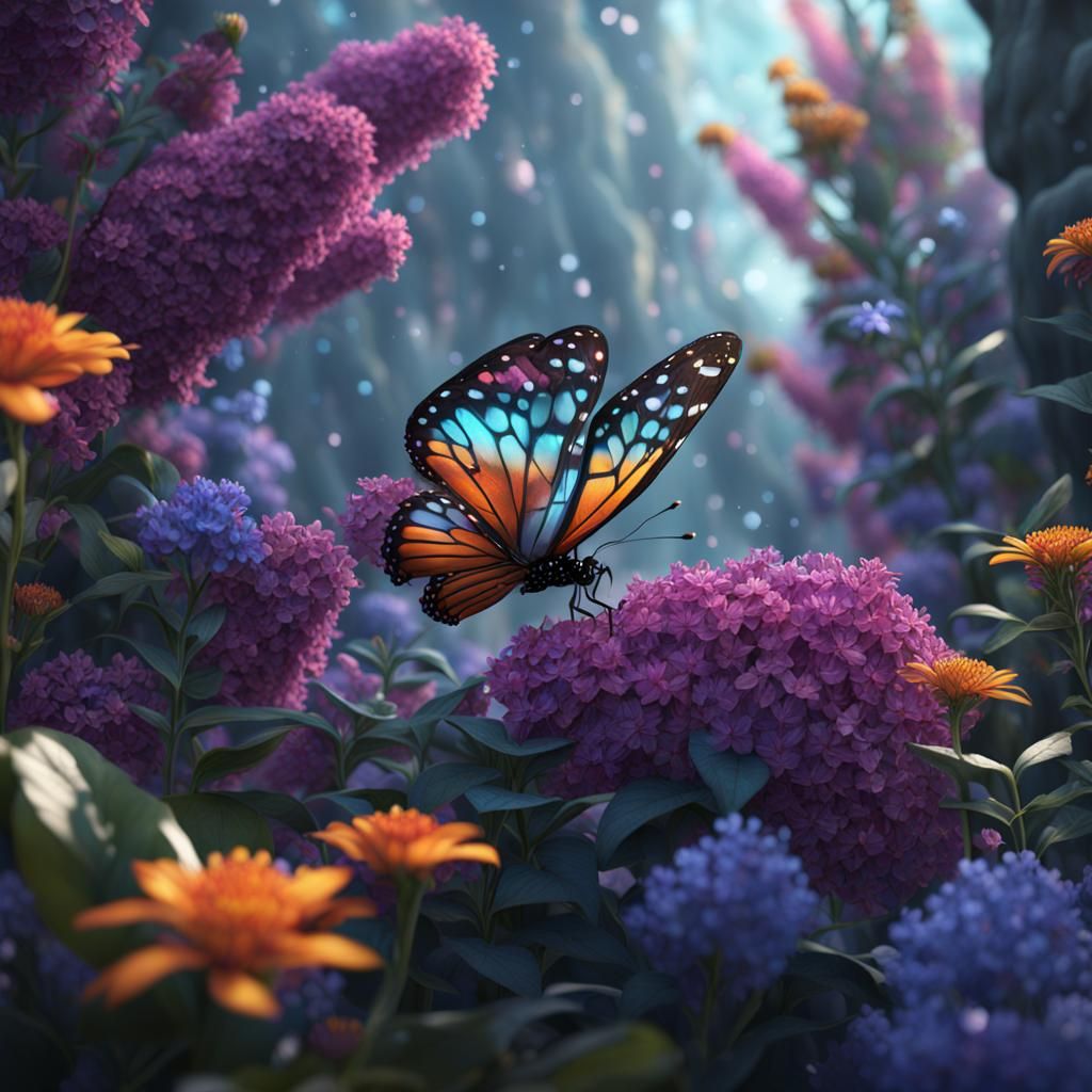 Glass Butterfly Bush: Detailed Matte Painting