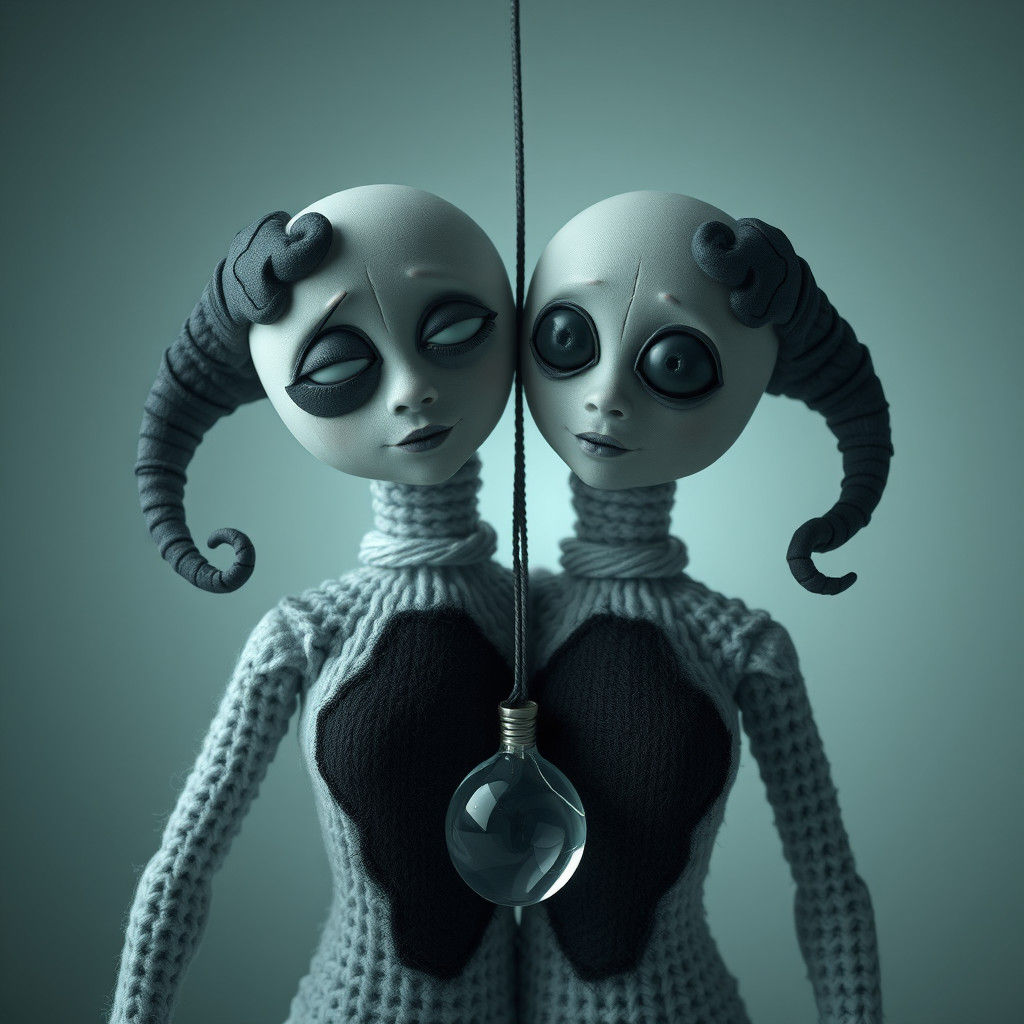 Eerie Siamese Twins with Polymer Clay Faces